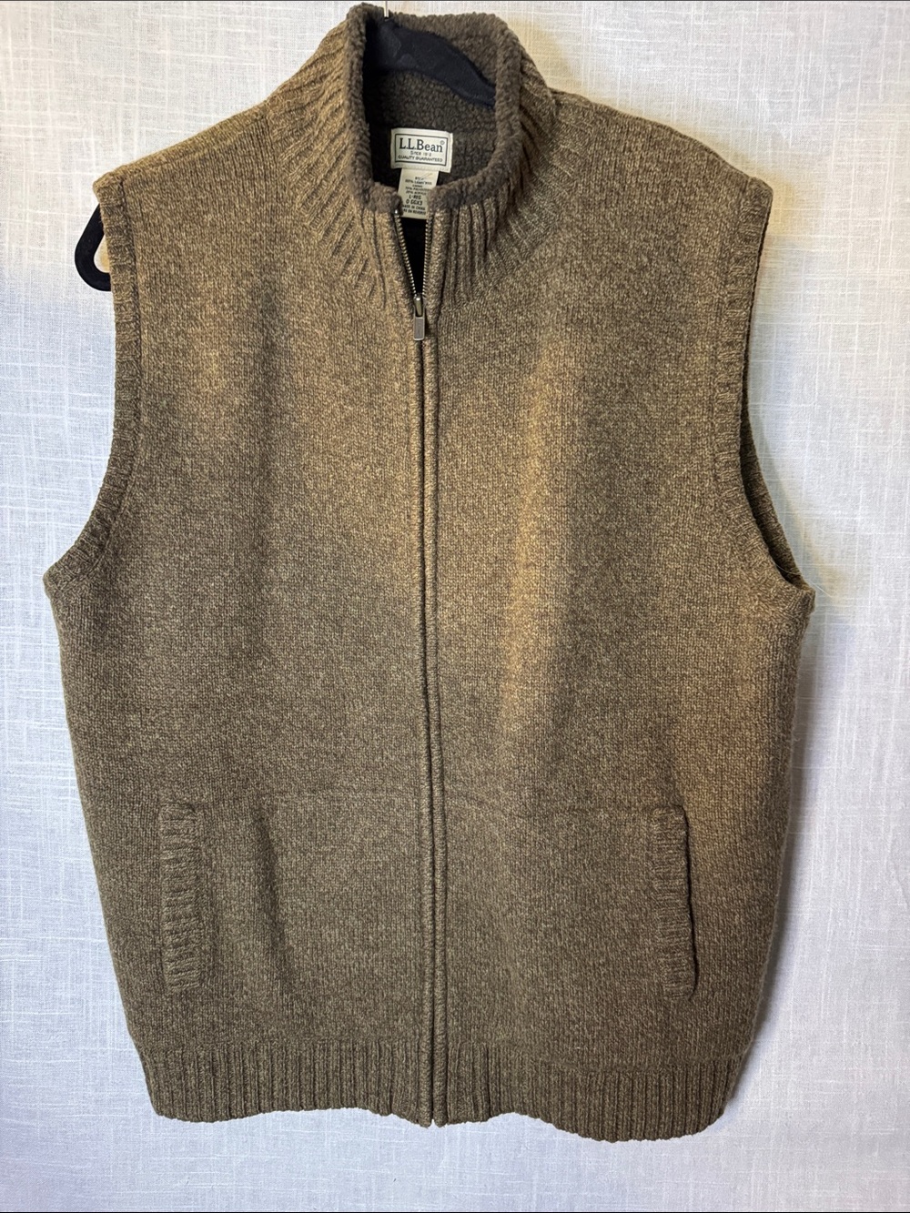 L.L. Bean Men's Brown Full-Zip Wool Blend Vest